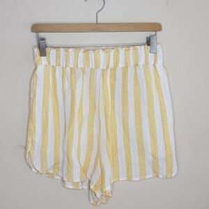 NWT Trovata Birds of Paradis | Lucy Linen Yellow White Striped Shorts Size Small